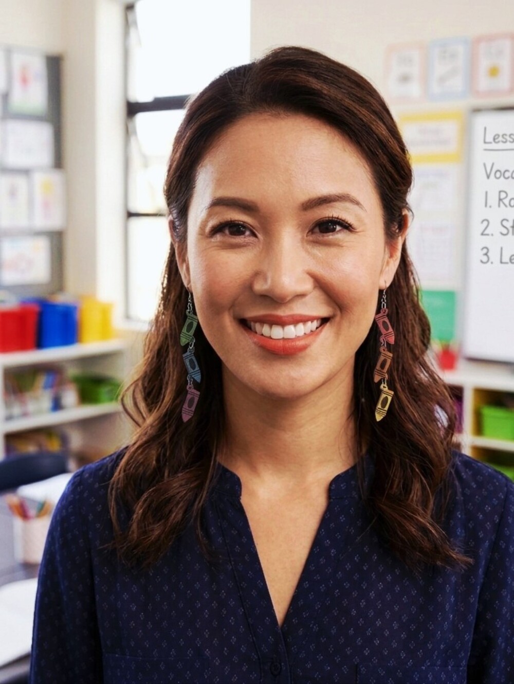 Boho Mismatched Asymmetrical Whimsical Novelty Style‎ Crayon Teacher  Earrings